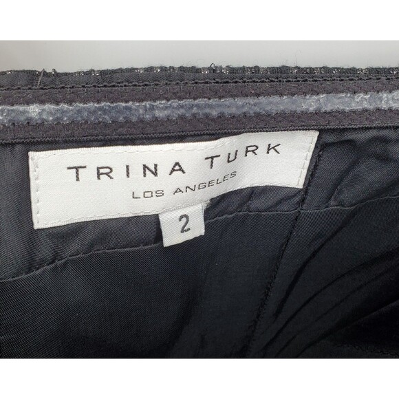 Trina Turk Womens Strapless Dress Black Metallic Size 2 Cocktail Party - Picture 4 of 5